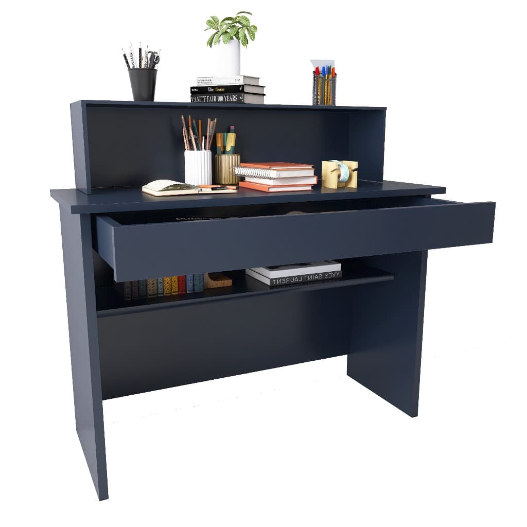 Mesa Escrivaninha para Computador c/ Espaço para Organizar Livros Ideal p/ Quarto ou Escritório