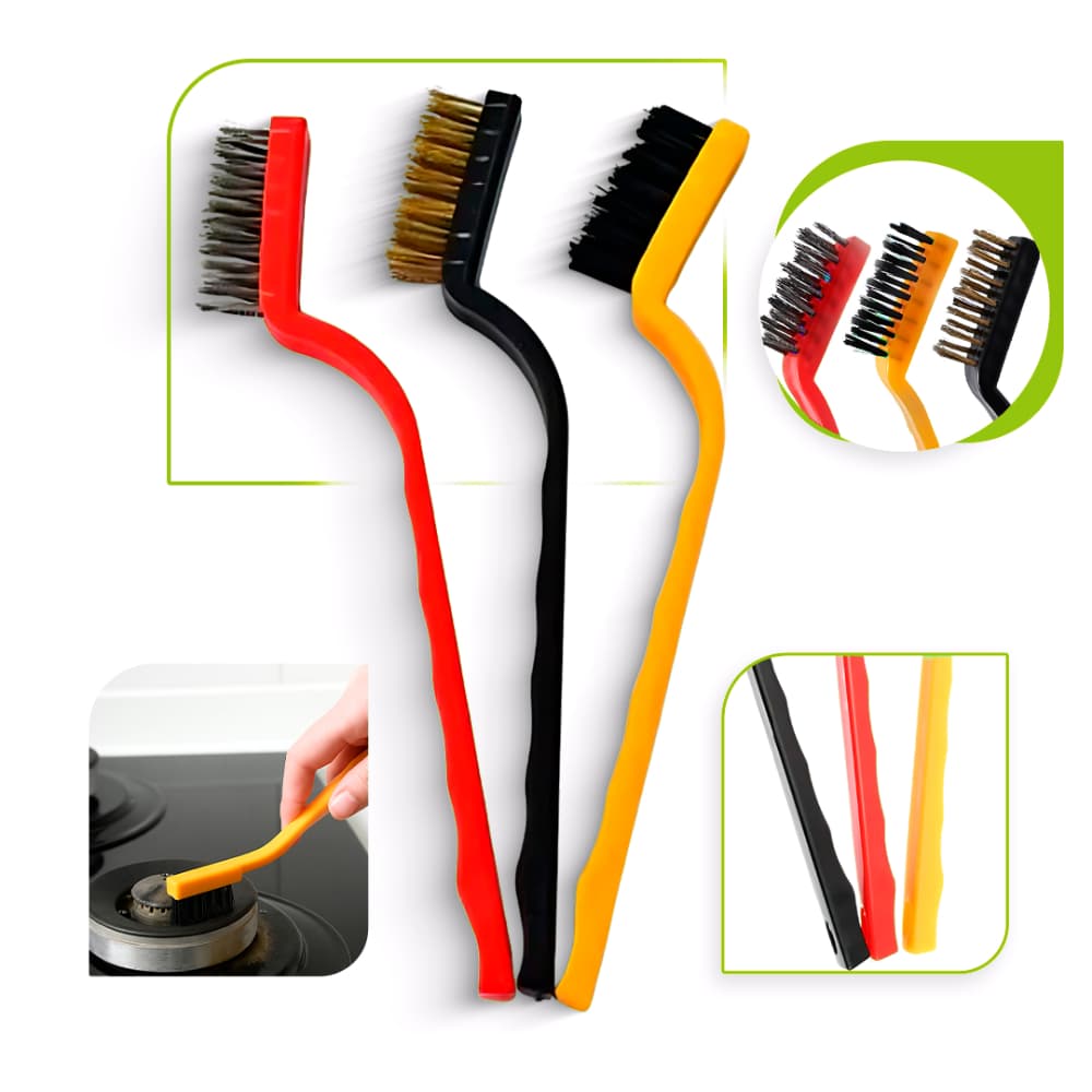 Kit Escova Aço Cobre Nylon Escovinha Multiuso Para Limpeza Profissional