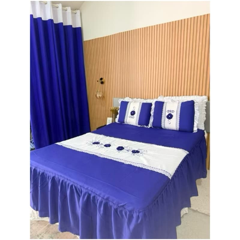 Kit Colcha Casal 2,30x2,50 Com Cortina 2,20x1,80 Oxford