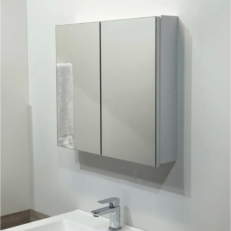 Espelho 70cm Para Banheiro Armário 2 Portas Com Fundo - 100% MDF - MONTADO