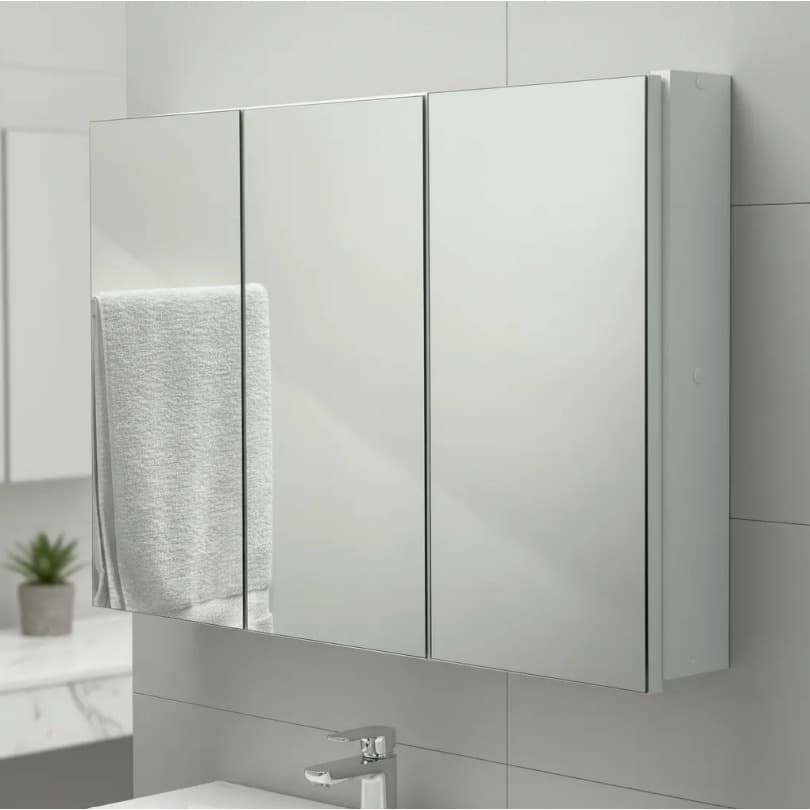 Espelho 80cm para Banheiro Armário 3 Portas - 3 Portas - Fundo Eucatex - 100% MDF MONTADO
