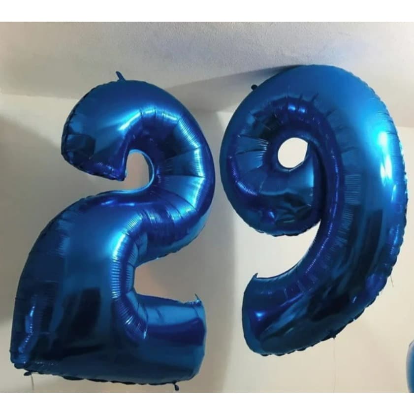 Kit 2 Balões Números Metalizados Azul 1 METRO Festa Aniversário Decoração