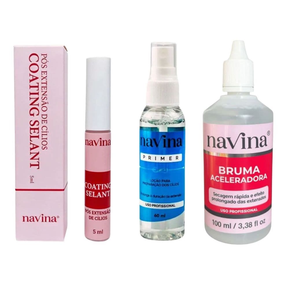 Kit Retenção Cílios Navina Bruma Primer Selante Incolor