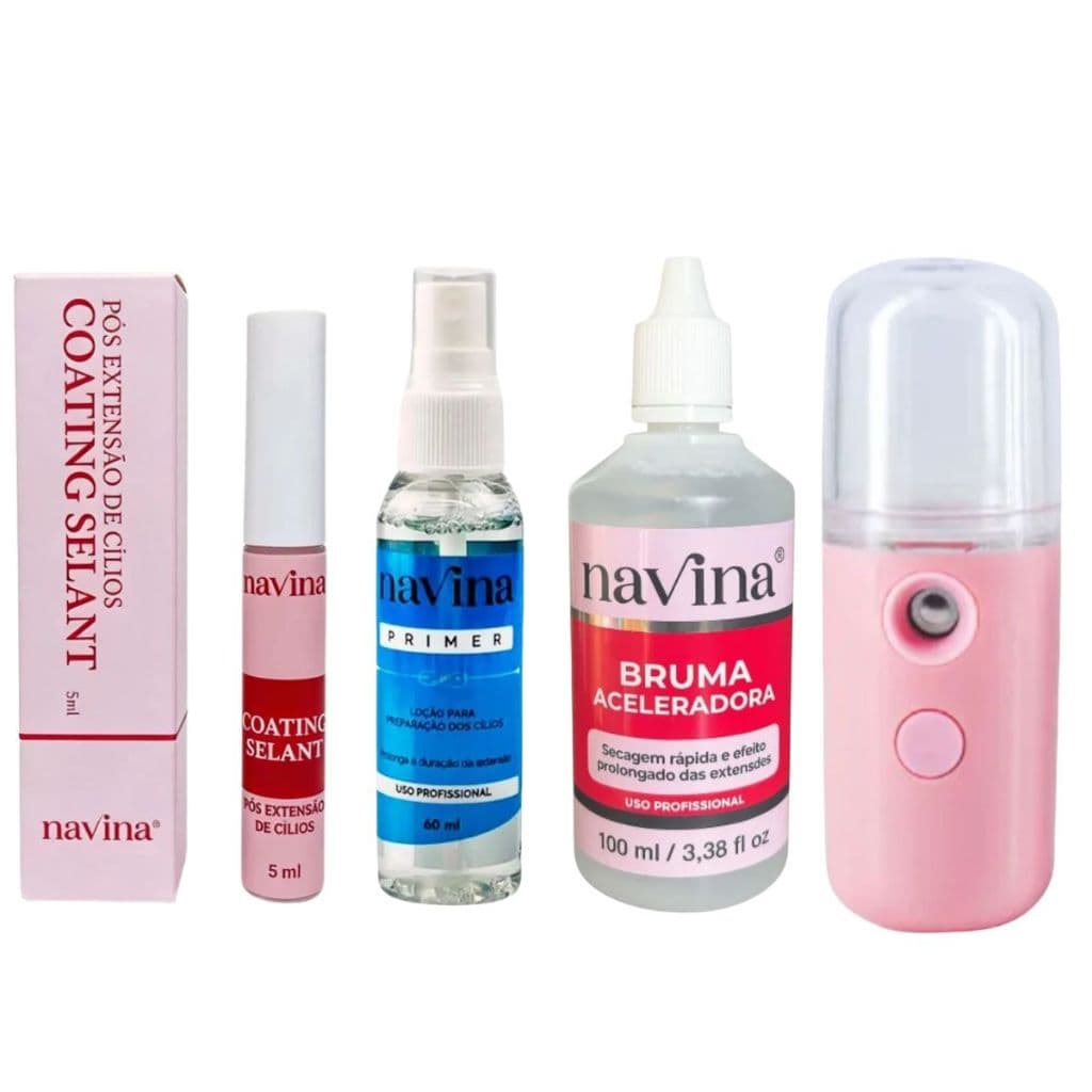 Kit Retenção Navina Cilios Selante Bruma Primer Nano Mister Vaporizador