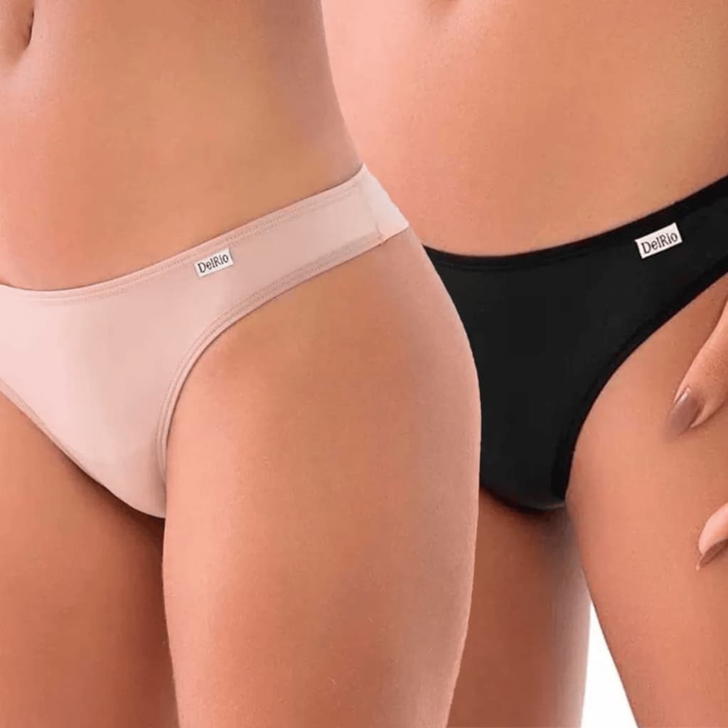 Kit 2 Calcinhas DelRio Fio Dental Duplo Feminina Microfibra Original Confortável Tanga 57870