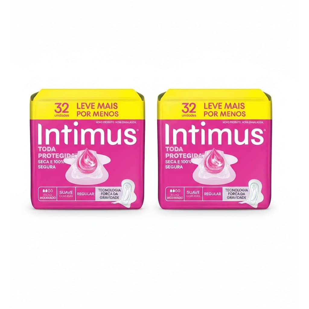 Kit C/2 Absorvente Intimus Toda Protegida Dia Suave Com abas - 32 unidades