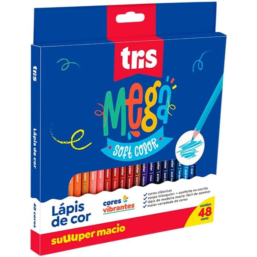 Lápis De Cor Mega Soft Color - 48 Cores - Tris