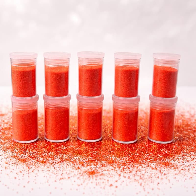kit 50 Glitter Laranja Glow Intenso – Brilho Vibrante e Poderoso para o Carnaval, Unhas, Nail Art e Artesanato