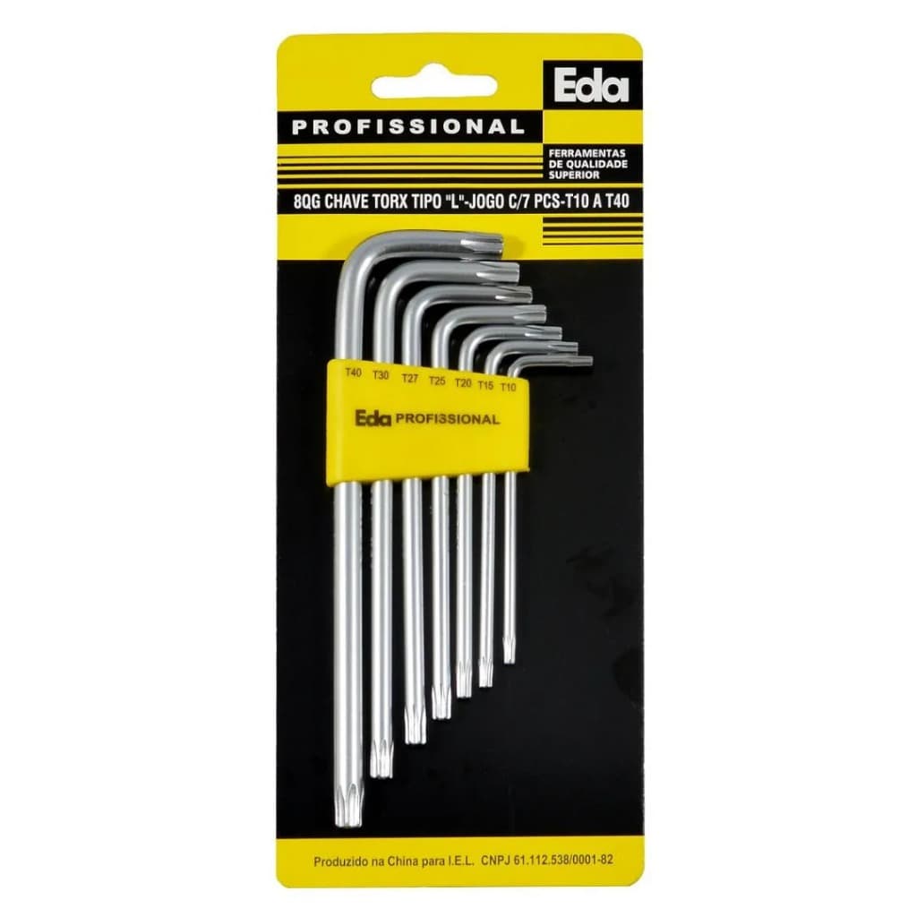 JOGO DE CHAVE TORX L 7 PEÇAS T10 - T40