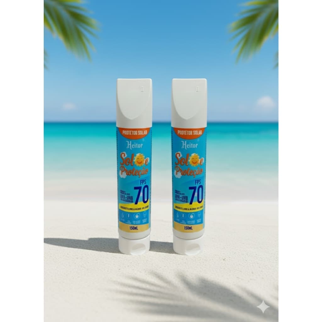 Kit 2 Protetor Solar HAPPY SOL FPS 70 150ml Facial e Corporal Toque Seco