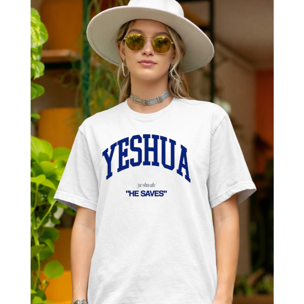 Camiseta Yeshua He Saves Camisa Cristã Unissex Religiosa 100% Algodão REF 3220