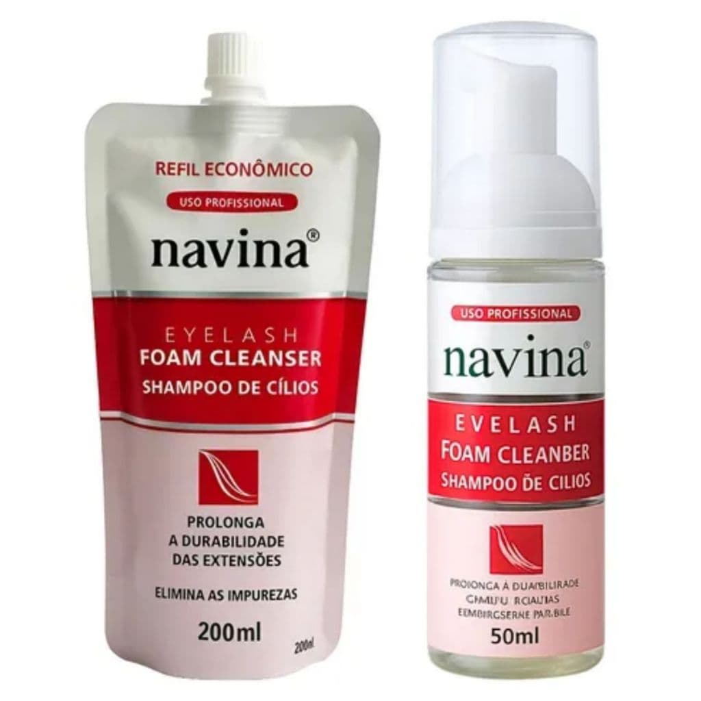 Kit Espuma Higienizadora Limpeza e Refil Econômico 200MLPara Cílios Navina