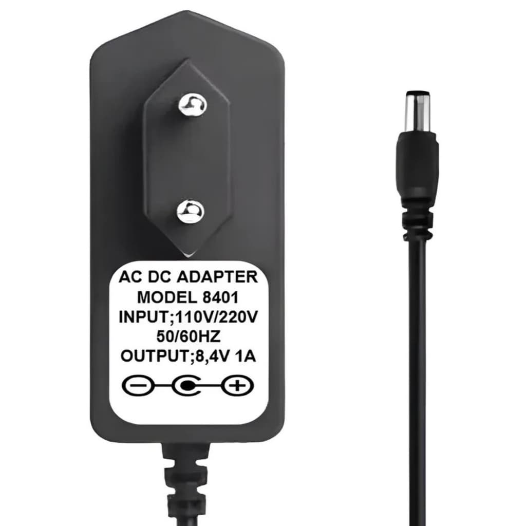 Fonte Carregador 8,4V 1A Para Bateria De Litio Farol de Bicicleta