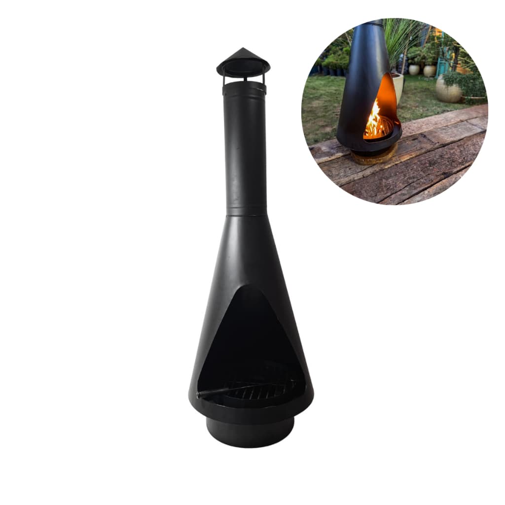 Lareira Suiça com Extensor Preta Luxuosa Portátil Sofisticada Jardim Exterior Queimador Jardim Luxo