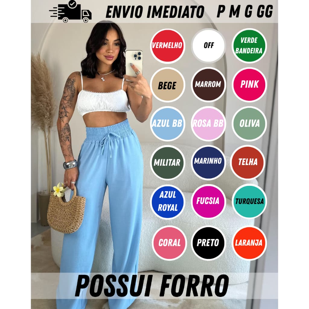 Calça Feminina Forrada Cintura Alta Duna Envio Rapido