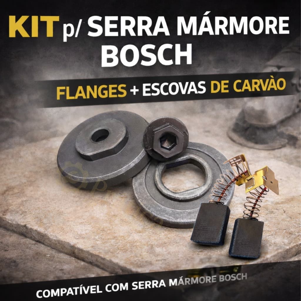 Flange + escovas carvão Bosch serra mármore – kit completo p/ reposição