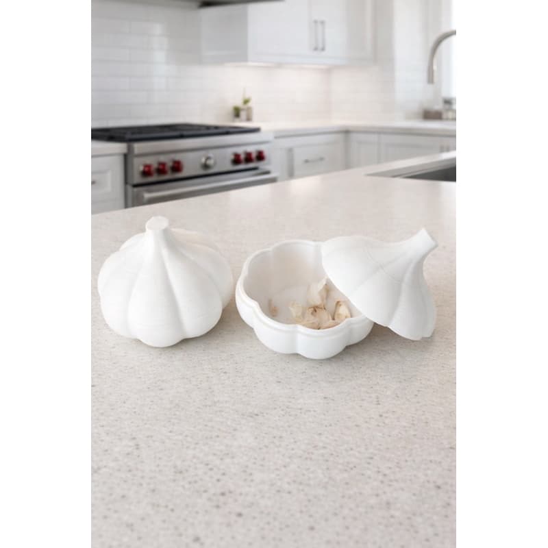 Porta Alho Decorativo com Tampa | Organizador de Alimentos | Cozinha Moderna