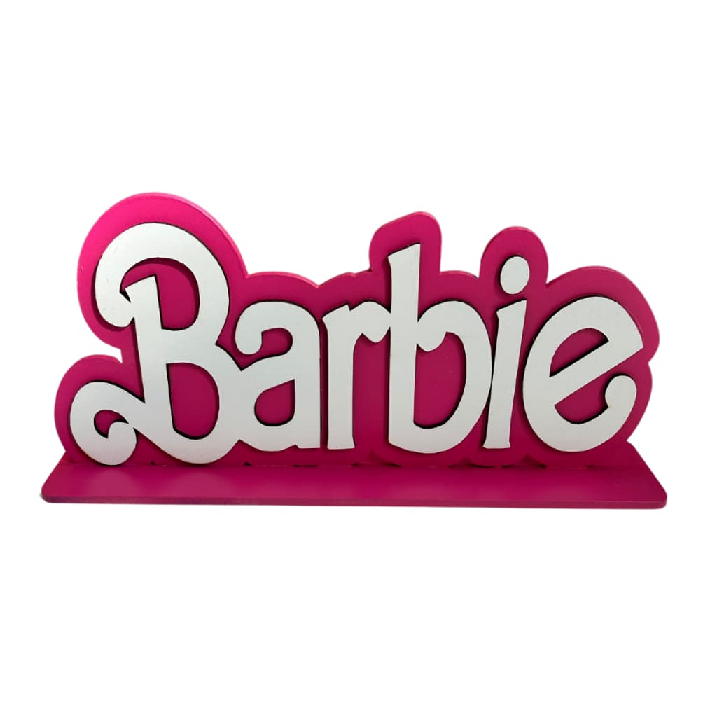 Decoração Festa Infantil Tema Barbie Escrita Mdf