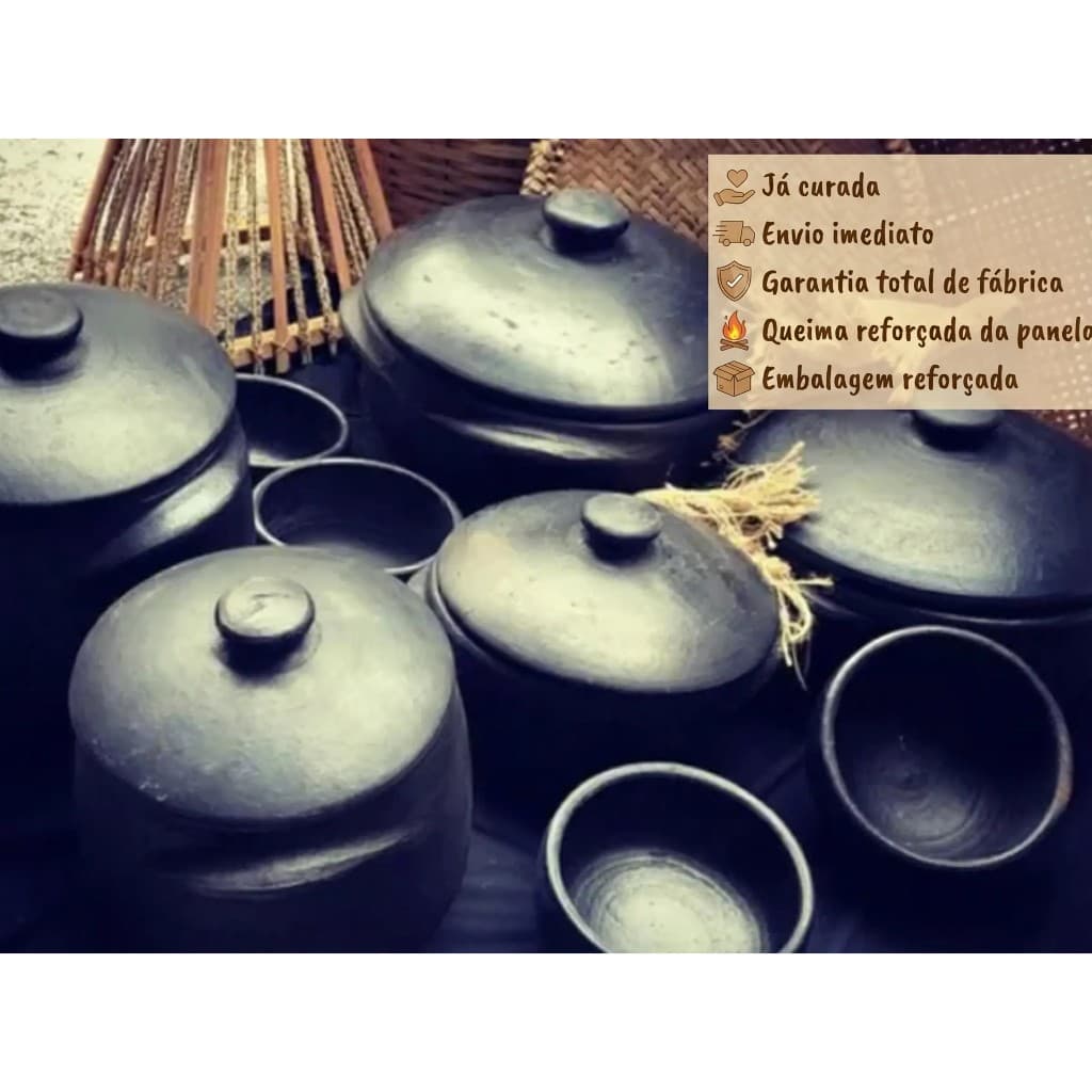 Kit Especial Premium | Panela de Barro + Cumbucas | Já Curadas | Alta Durabilidade