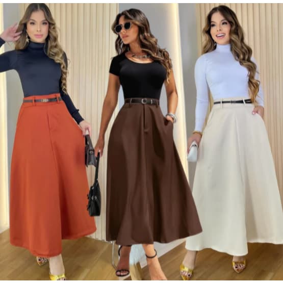 Saia Longa Alfaiataria Moda Evangélica Tendência