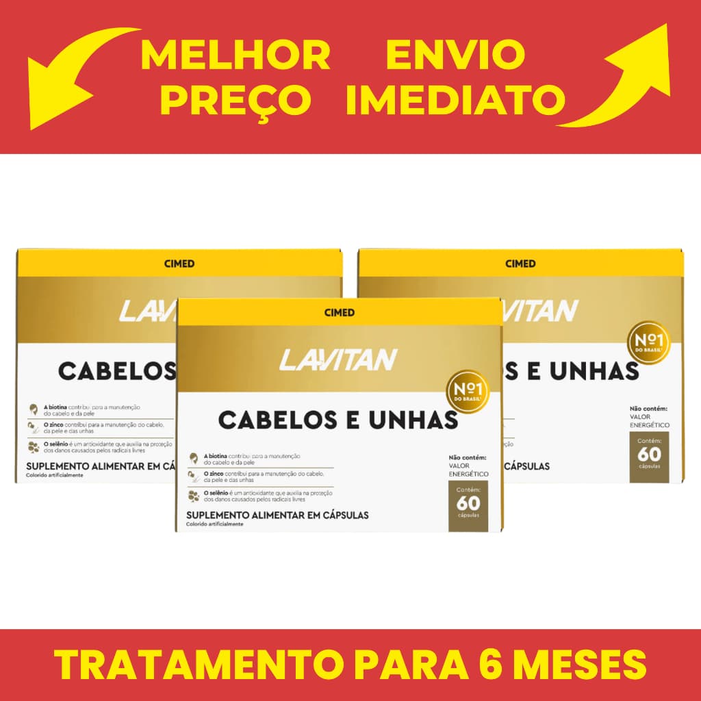 Lavitan Hair Cabelos e Unhas Cimed 180 Cápsulas Kit 3x 60 Cápsula