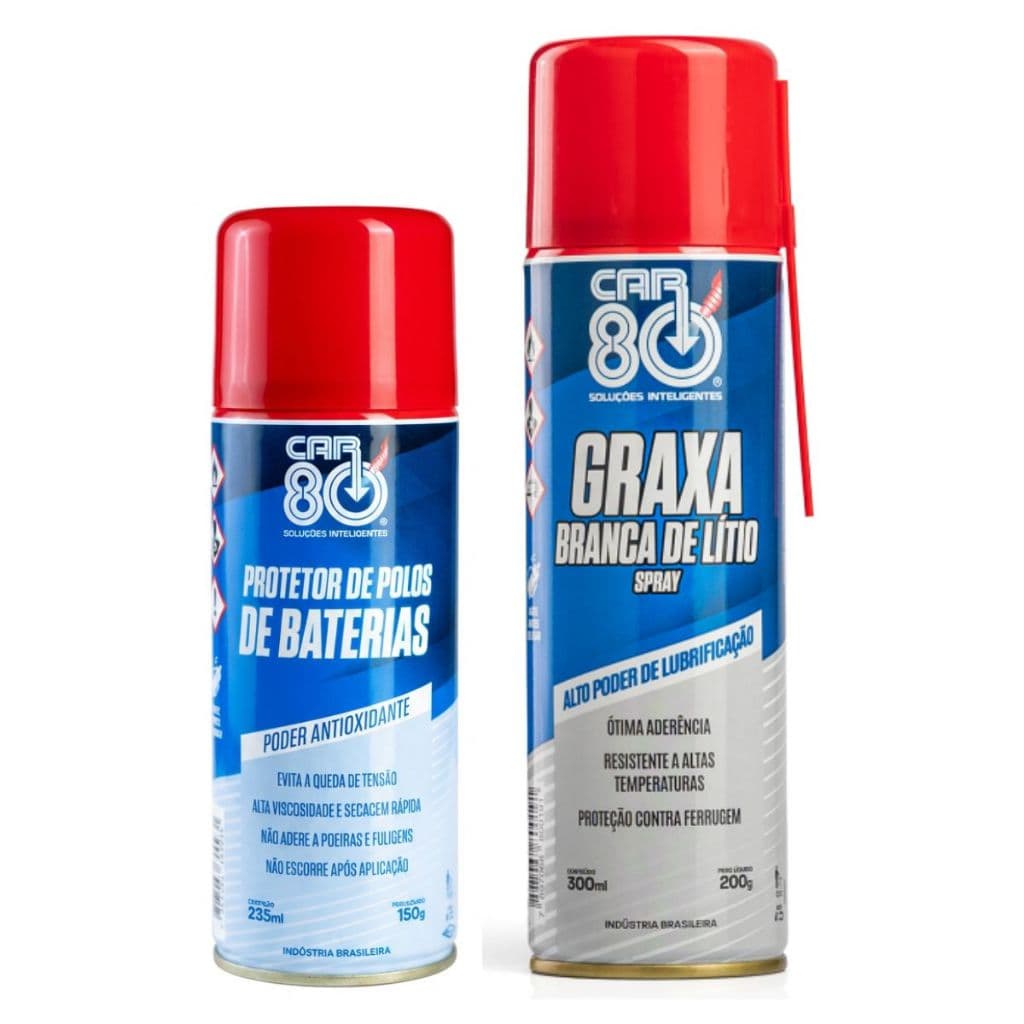 Kit Spray Graxa Branca De Lítio E Protetor De Polo Car80