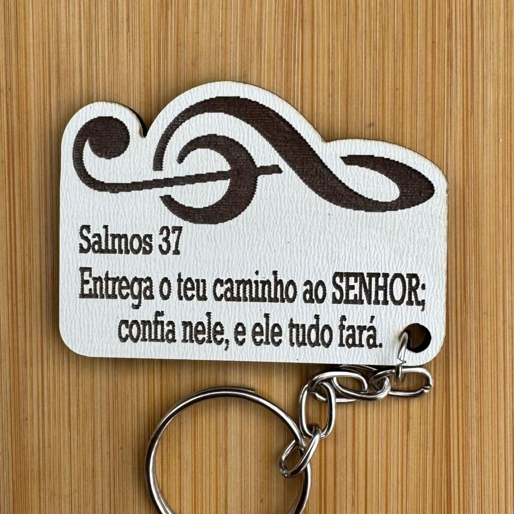 Kit Chaveiros MDF Nota Musical – Lembrancinha Religiosa com Frase Bíblica