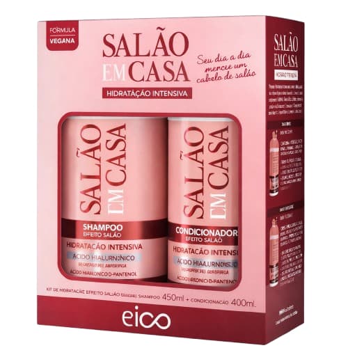 Kit Eico Salão em Casa Hidratação Intensiva Shampoo 450ml + Condicionador 400ml Vegano