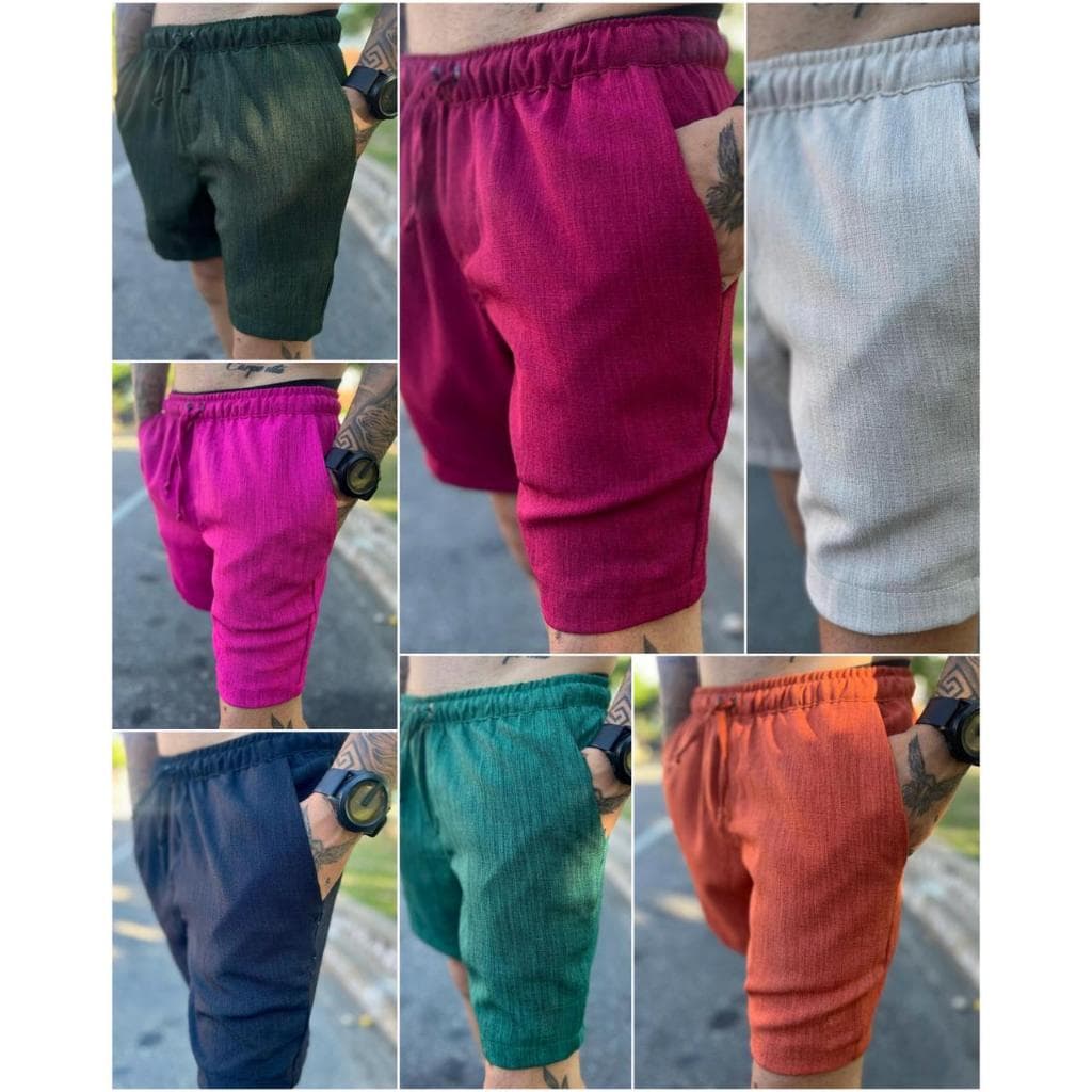 Short de Linho Masculino Estilo Mauricinho | Bermuda Casual Verão