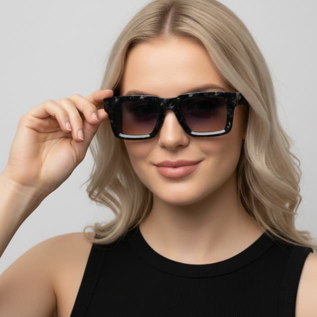 Óculos de Sol Quadrado Marmorizado Degradê Unissex UV400