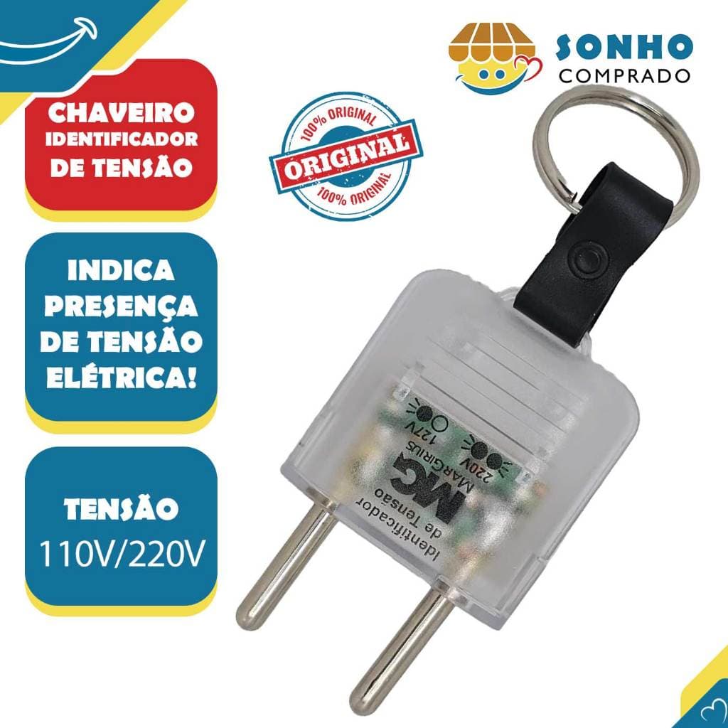 Plug identificador de tensão chaveiro 15661 MarGirius 110v 220v identificador portátil de bolso