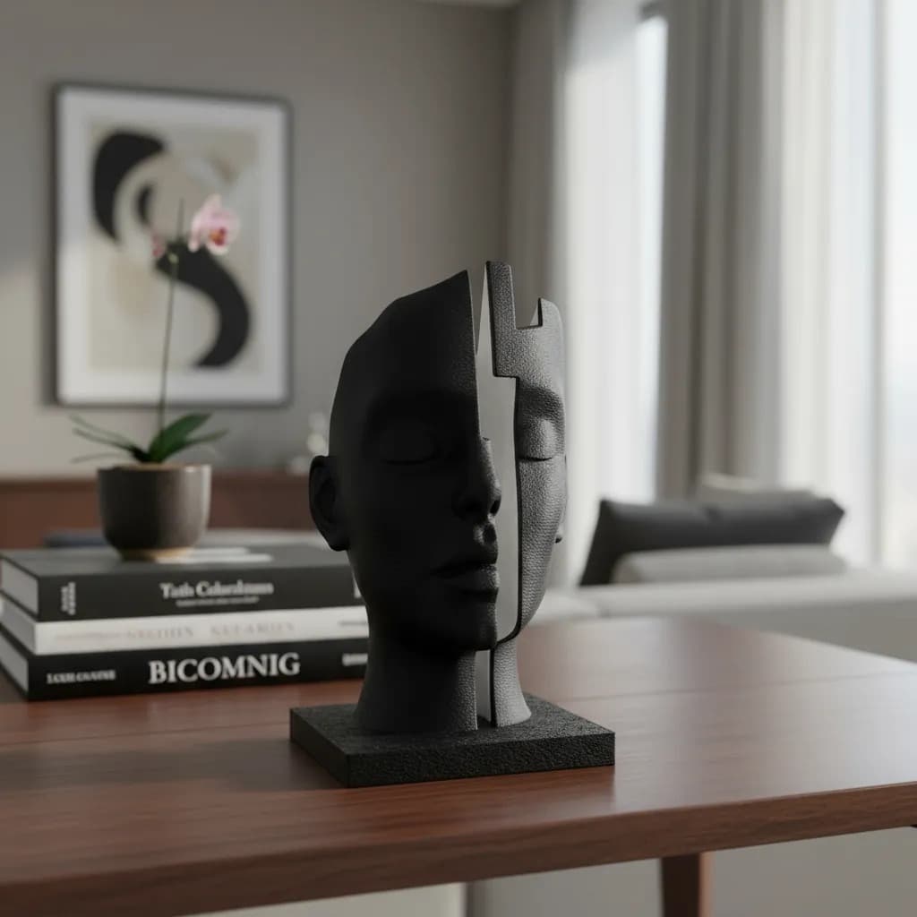 Escultura Abstrata Rosto Vaso Decorativa Enfeite Decoração