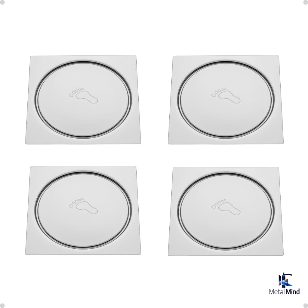 4 Ralo Click Inox 10x10 Cromado Pop Up Inteligente Antientupimento Quadrado Acabamento Premium