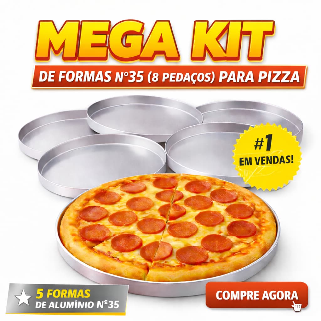 Kit Formas Assadeiras Pizza 35 cm Em Alumínio Bordas Reforçadas Pizzaria