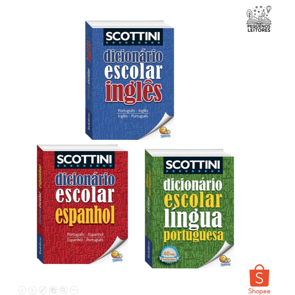 Dicionário Escolar Scottini | Português, Inglês ou Espanhol | Ideal para Escola