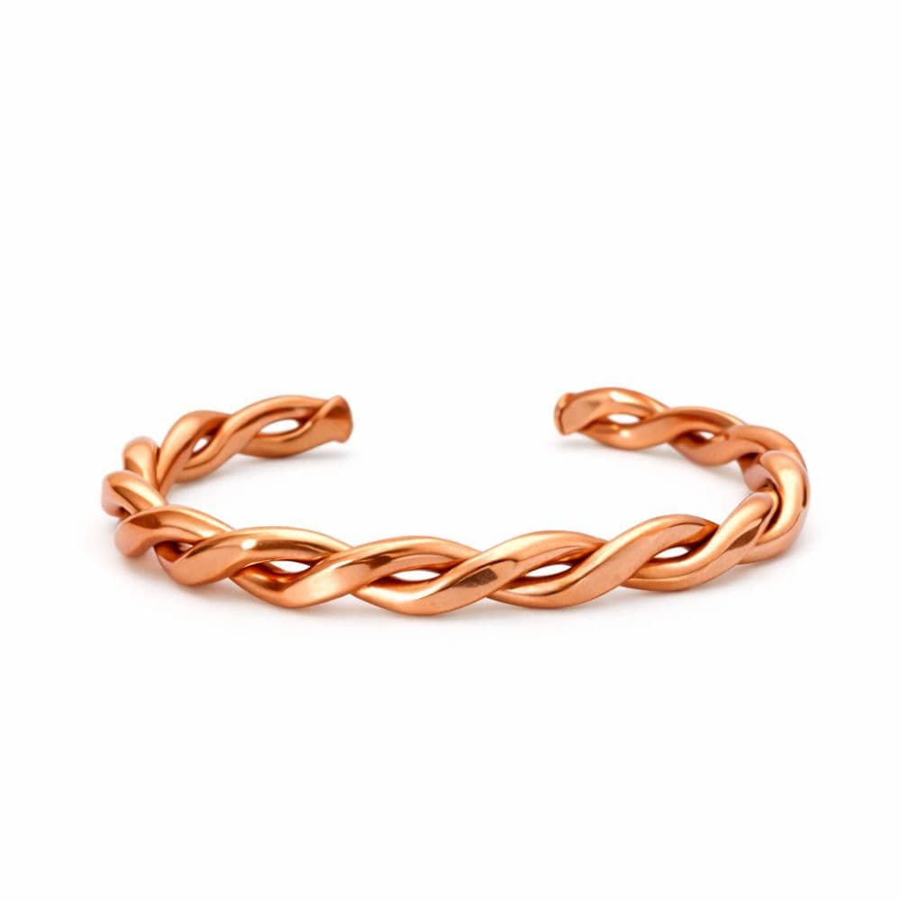 Pulseira Bracelete de Cobre Puro Trançada Ajustável