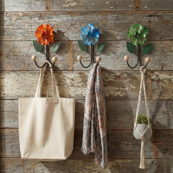 Cabide Flor 2 Ganchos Artesanal Porta Roupa Porta Toalha suporte Bolsa Decorativo Banheiro