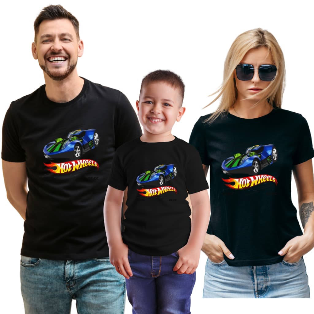 Camiseta Personalizada Kit Familia Hot Wheels Carros Blusa 100% Algodão Envio Imediato