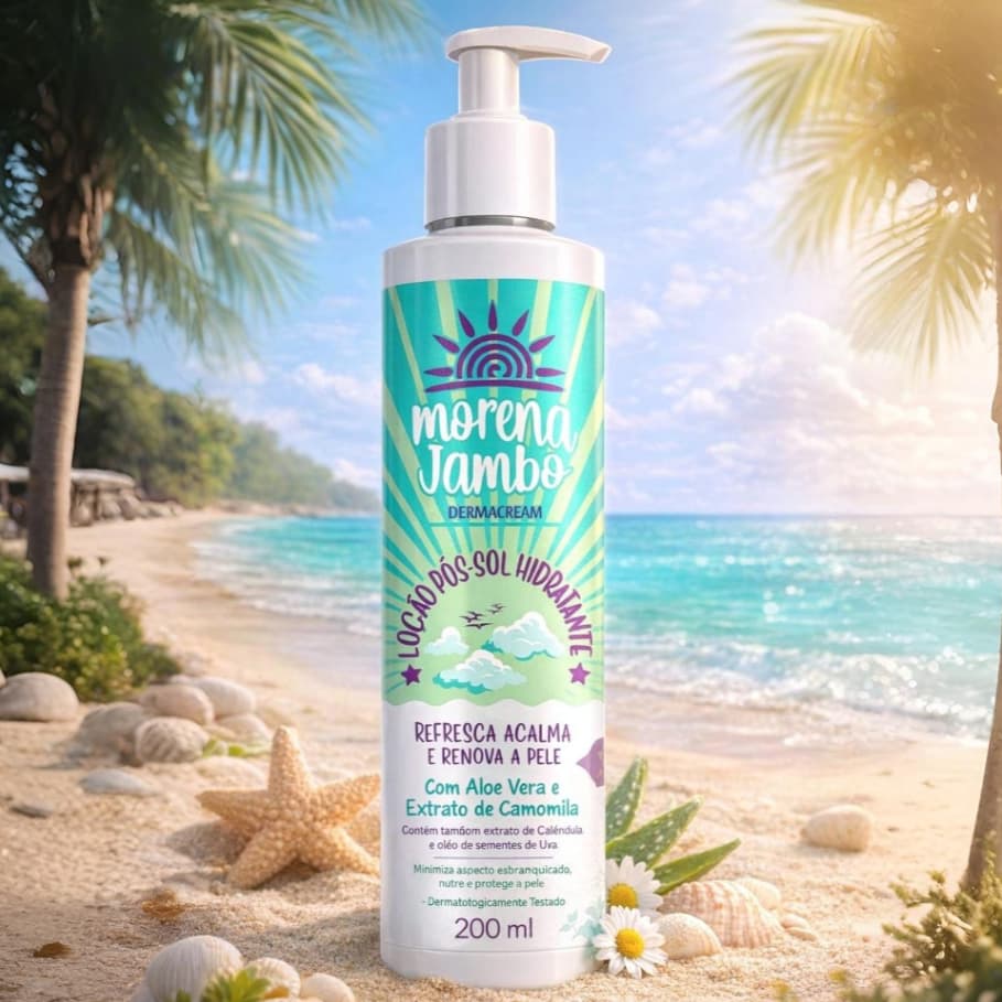Loção Pós-Sol Hidratante Morena Jambo Dermacream 200ml com Aloe Vera e Camomila