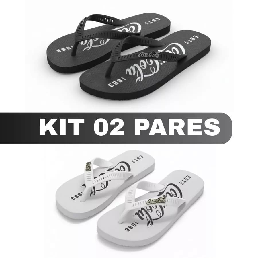 Kit C/2 Chinelo Masculino Barato coca cola do 37 ao 44 Modelo Variados Super Macio Leve Lançamento Verão