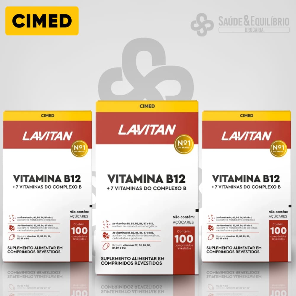 Lavitan Vitamina B12 com 7 Vitaminas Complexo B Suplemento 100 Comprimidos