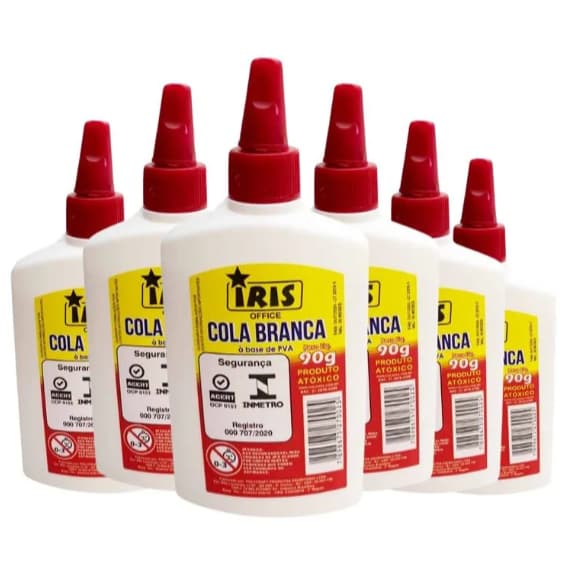 Cola Branca 90g Escolar PVA Papel Artesanato Slime  - 5 und - IRIS