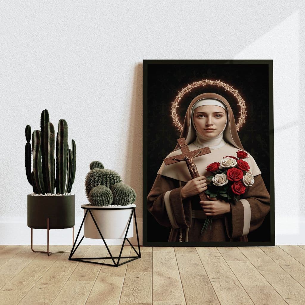 Quadro Decorativo Santa Teresinha Religioso Fé Proteção Decoração Sala Quarto