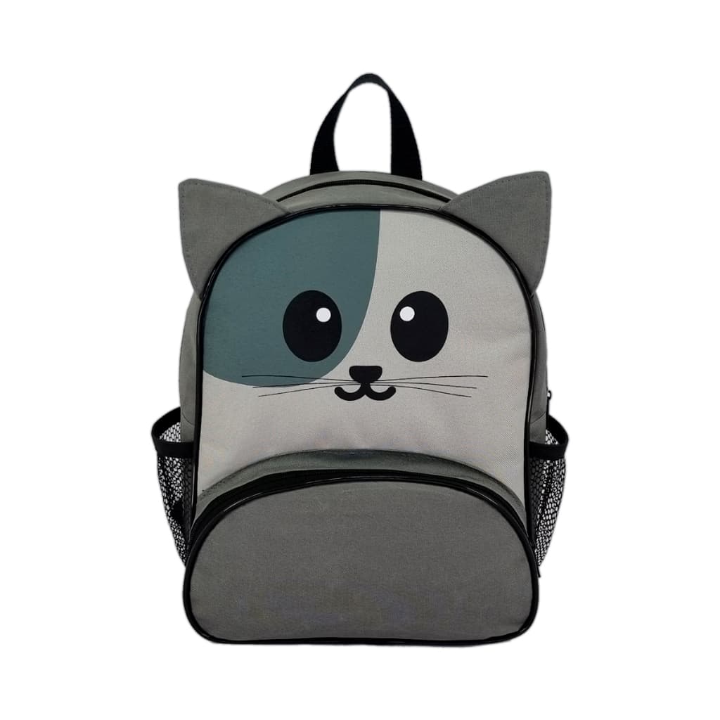 Mochila Infantil Gatinho Cinza 14L Escolar Reforçada Leve Confortável com Bolsos