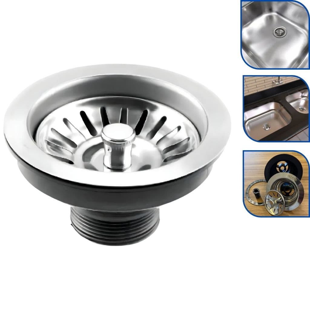 Padova Válvula Inox 4.1/2 Para Pia Cozinha Americana Inox e Abs Ralo Cuba de Cozinha/Lavanderia