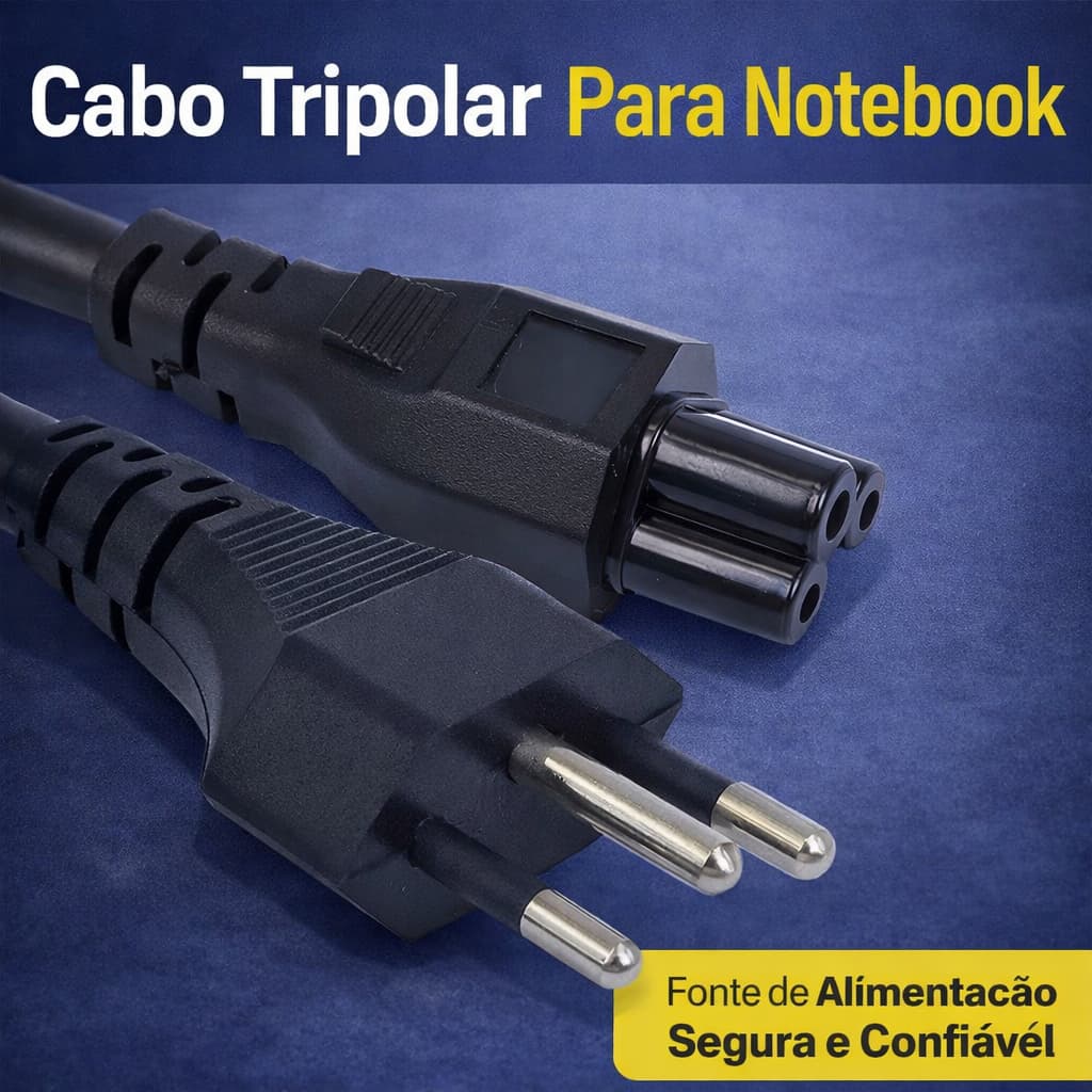 Cabo De Força De Energia Notebook Tripolar Fonte 1,5 Metros Para Notebook Para Qualquer Marca De Tela