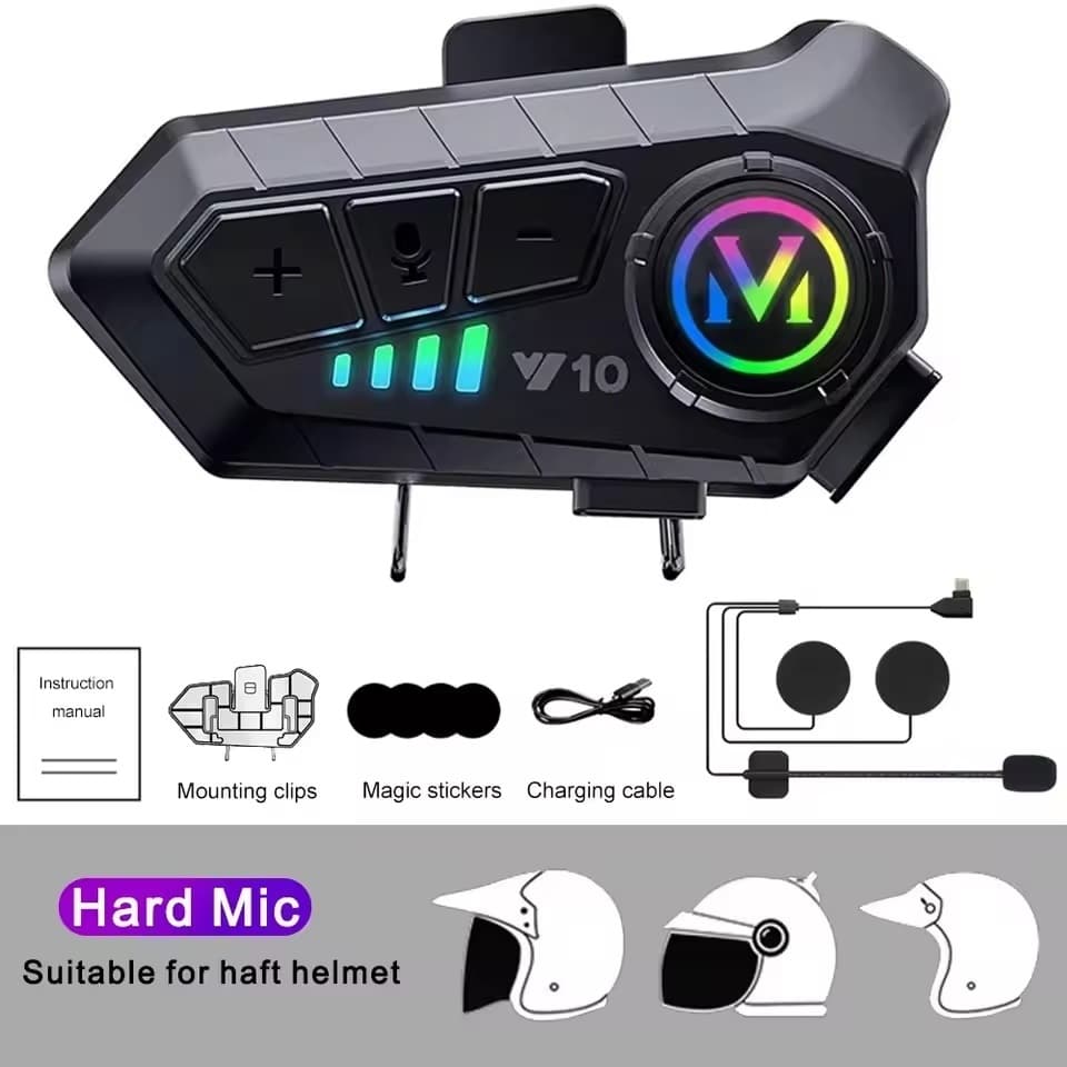 Fone De Ouvido Para Capacete Moto Sem Fio Bluetooth Headset Rgb