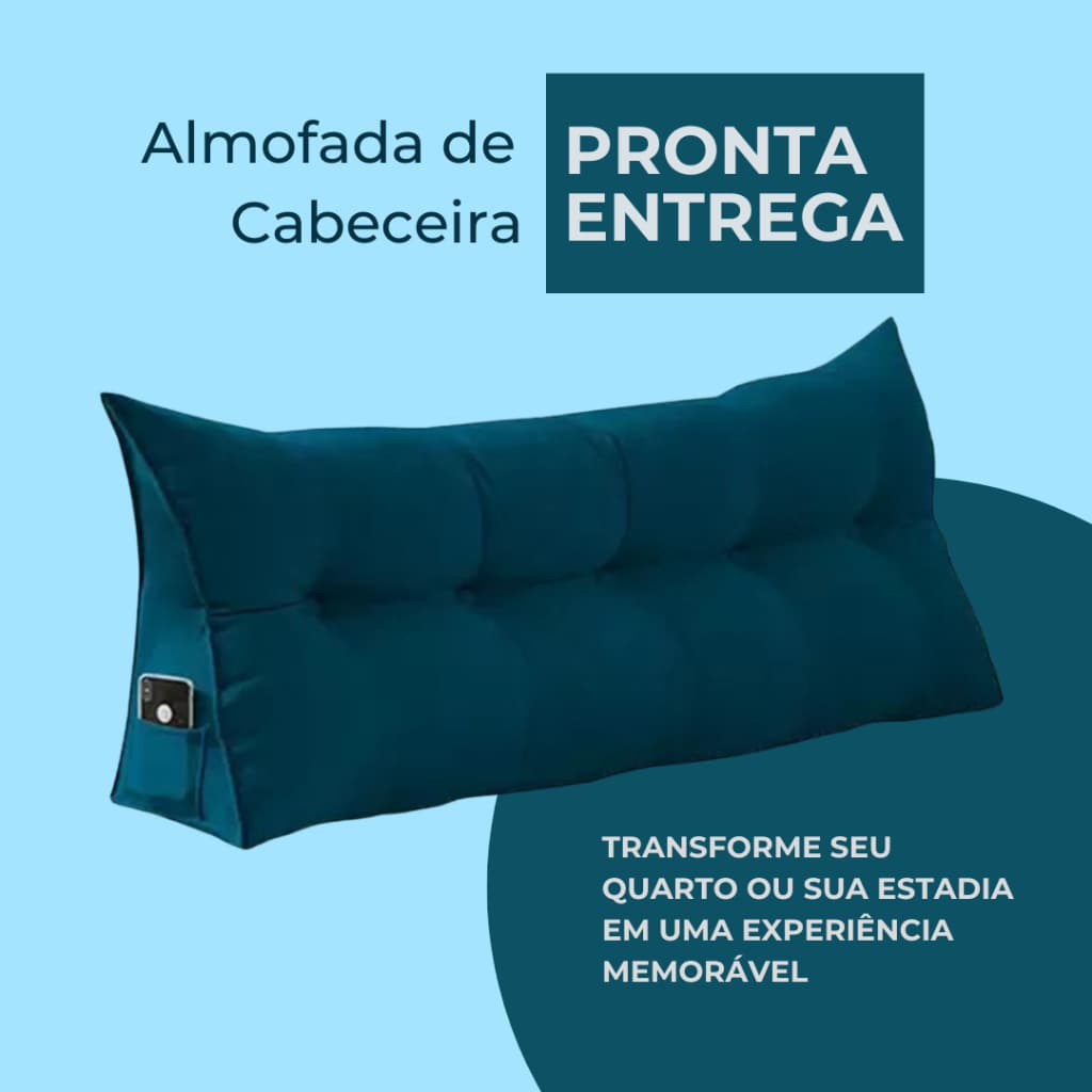 Travesseiro encosto ergonômico almofada de descanso lombar king 195cm Marinho