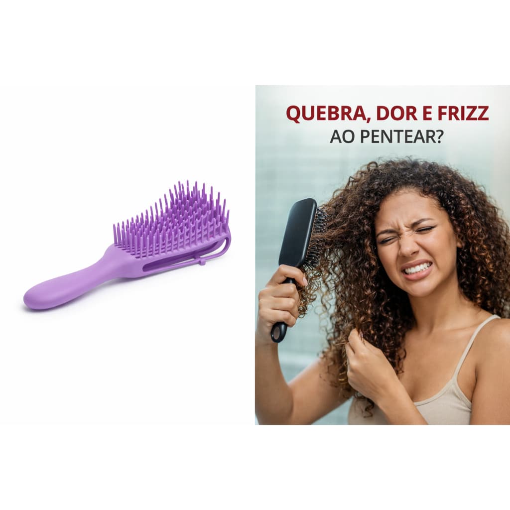 Escova Polvo Definição Cachos Fitagem Sem Frizz Dor ou Quebra