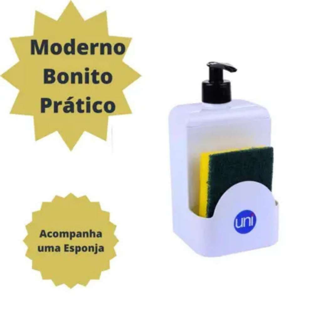 Dispenser Porta Detergente com Suporte para Esponja inclusa– Preto ou Branco